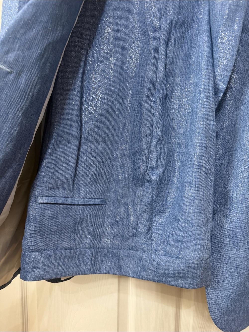 Zara Shimer Silver Blue Linen-Blend Women's Sport Coat & Pant Suit - Picture 3 of 4